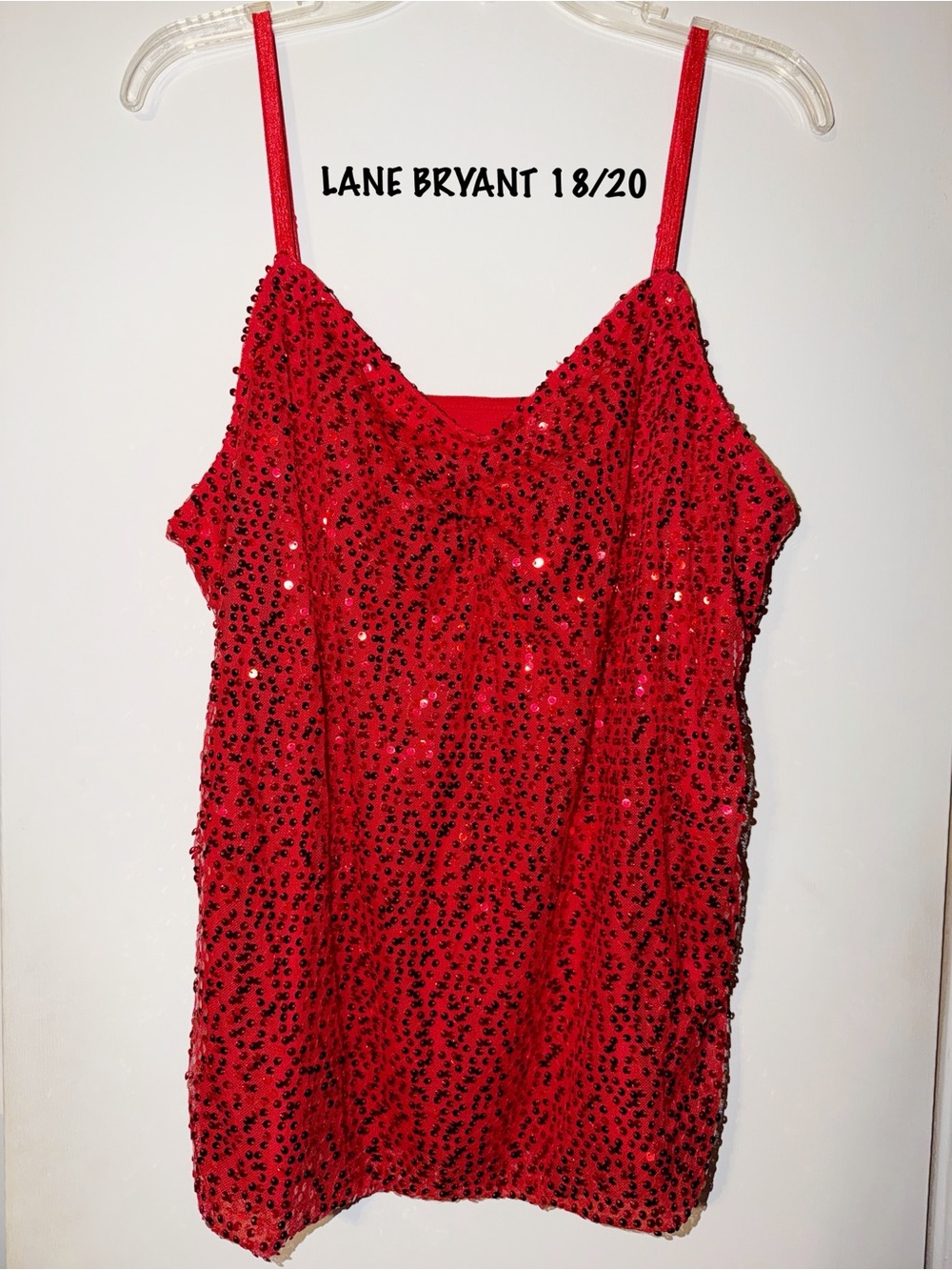 Lane Bryant Red Sequin Spaghetti Strap Cami EUC